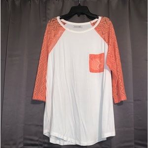 White and orange laced shirt